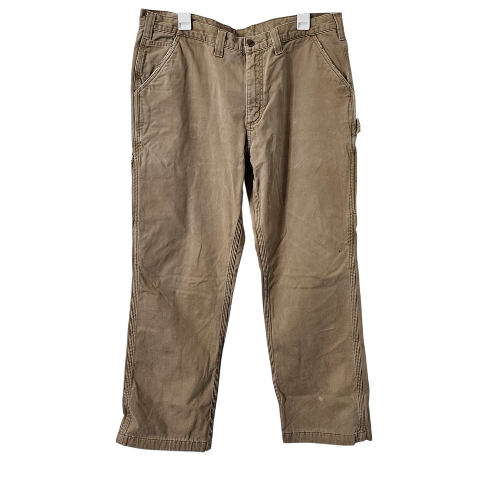 Y2K Carhartt Flannel Lined Carpenter Relaxed Fit Pants Mens 38x30 Workwear